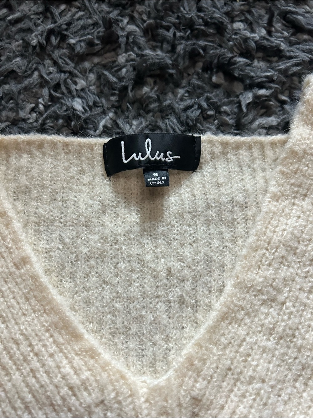 Lulu's Soft Cream V-Neck Knit Sweater